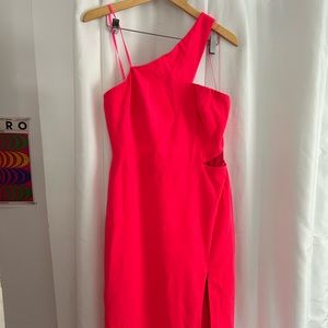 Neon pink cutout dress